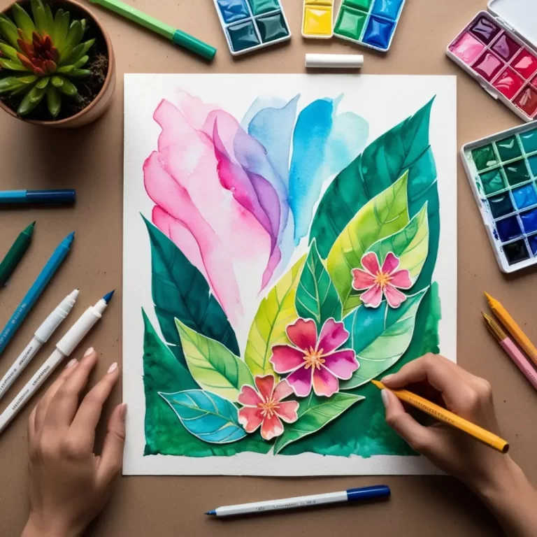 Técnicas de Mistura de Lápis de Cor Solúveis com Tintas Aquarela para Efeitos Criativos